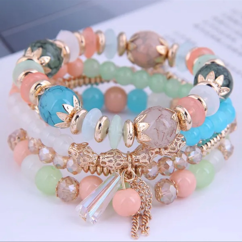 Bohemian multilayered beaded bracelets
